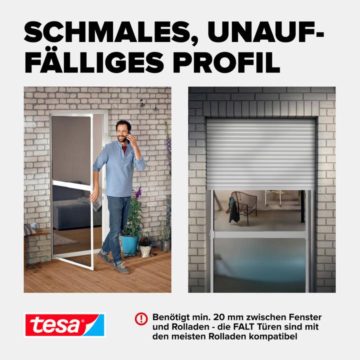 Produktbild tesa FALT Insektenschutz für Türen, grössenverstellbarer Alu-Rahmen, faltbar (220 x 100 cm)