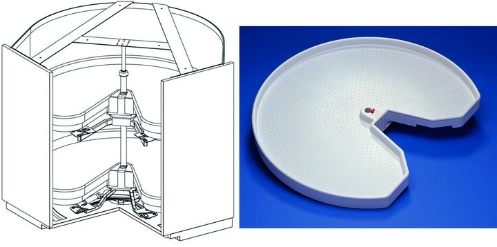 Ninka Carrousel d'élément d'angle à porte pliante MONDO pour meubles d'angles 90°, avec 2 étagères E (1 pcs)