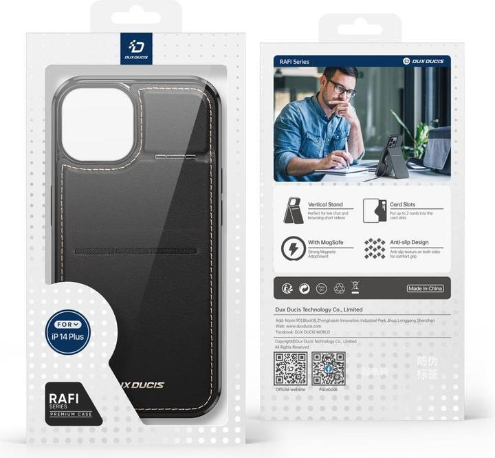 Produktbild Dux Ducis 3 in 1 Case for iPhone 14 Plus with MagSafe Wallet RFID Blocking Stand Rafi Mag - Black (Apple iPhone 14 Plus)