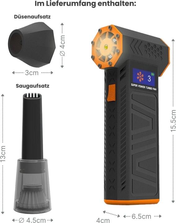 Actual product image Hermex Handventilator Tragbarer Mini-Ventilator Staubsauger Staubgebläse (80 dB)