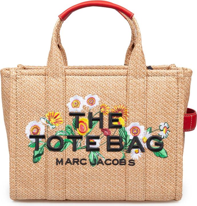 Marc Jacobs the medium tote bag in raffia with embroidery