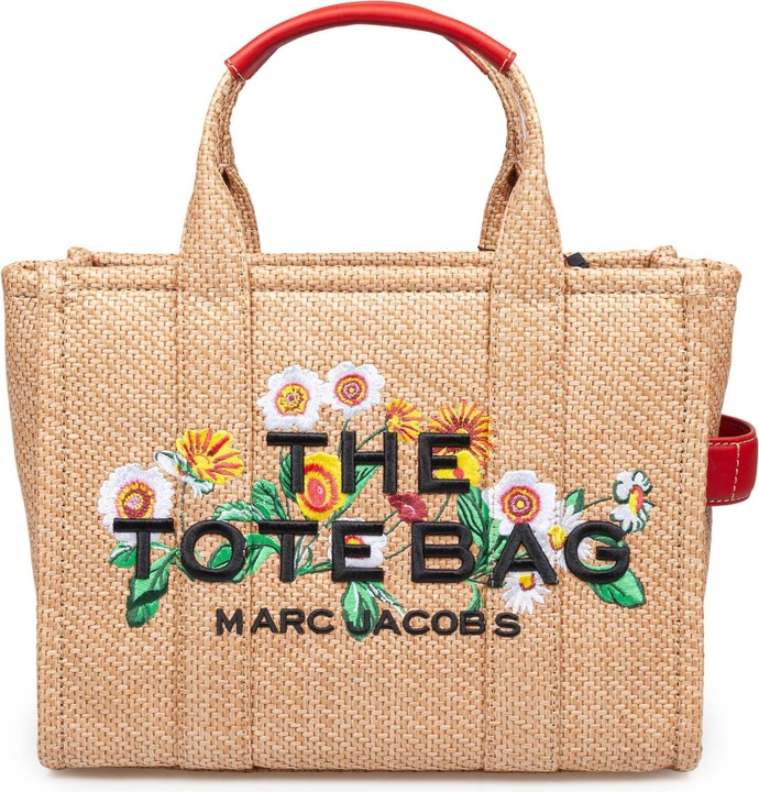 Marc Jacobs the medium tote bag in raffia with embroidery