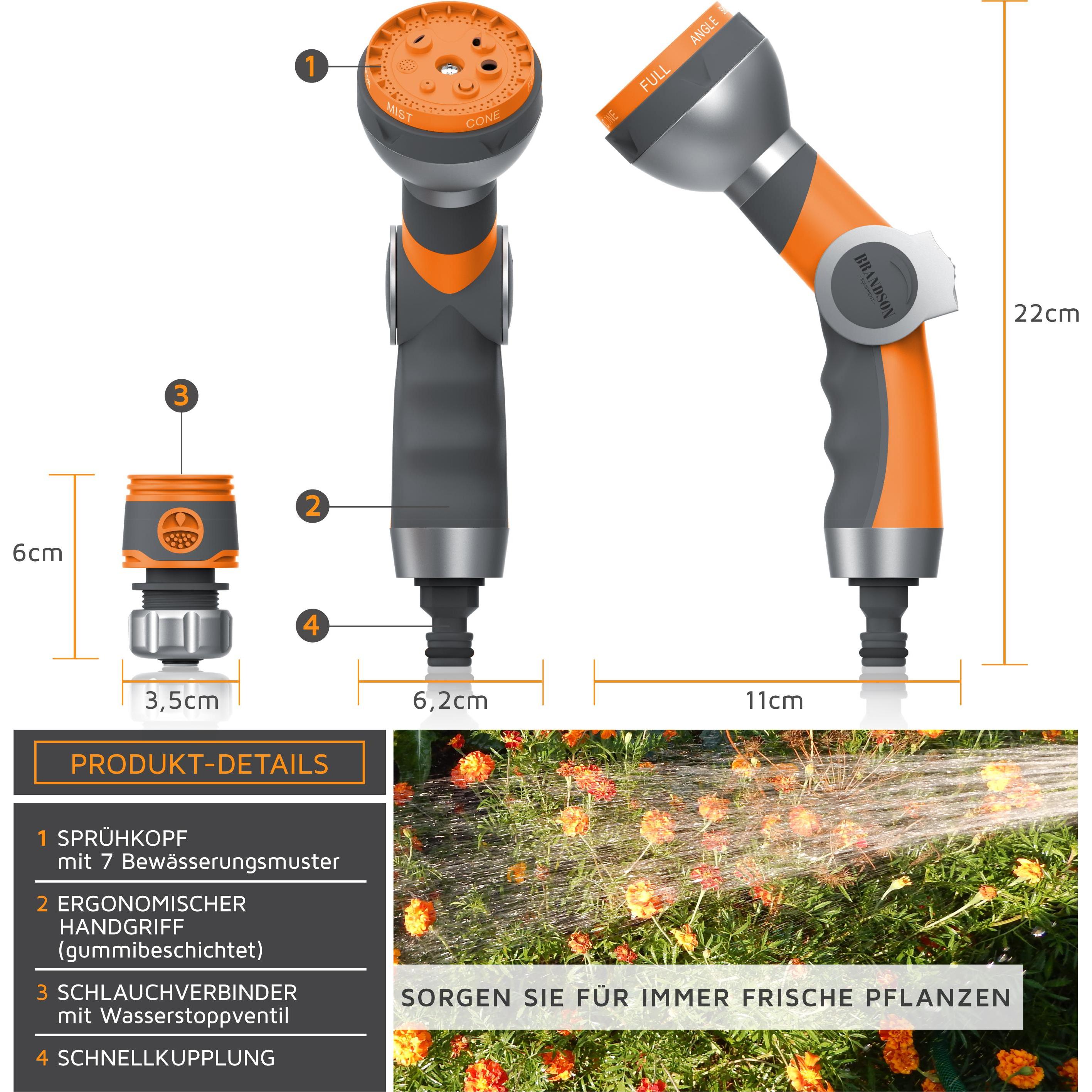 Thumbnail - Brandson, Gartenbrause, Multifunktionsbrause, Gartenbrause, 7 Sprühprofile, Pistolengriff Garten Handbrause, Spritzpisto...
