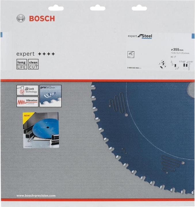 Actual product image Bosch Professional Zubehör Circular saw blade Expert for Steel, 355 x 25.4 x 2.6 mm, 80
