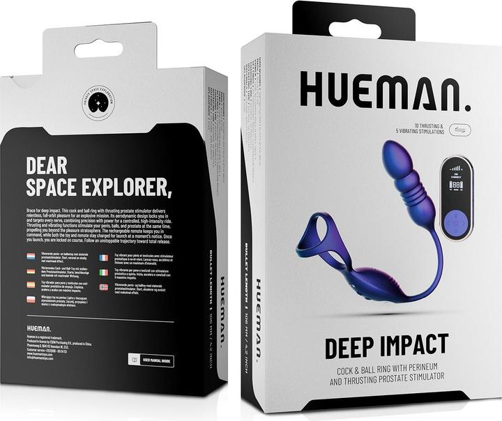 Productafbeelding Hueman Deep Impact Cock und Hodenring Lila (4 cm)