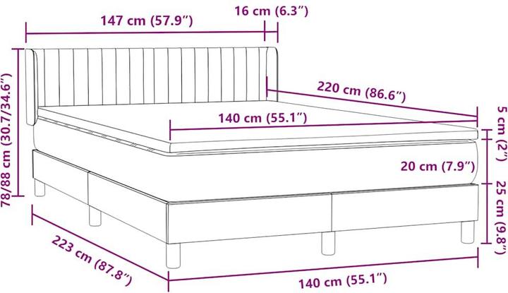 Produktbild vidaXL Boxspringbett (140 x 220 cm)