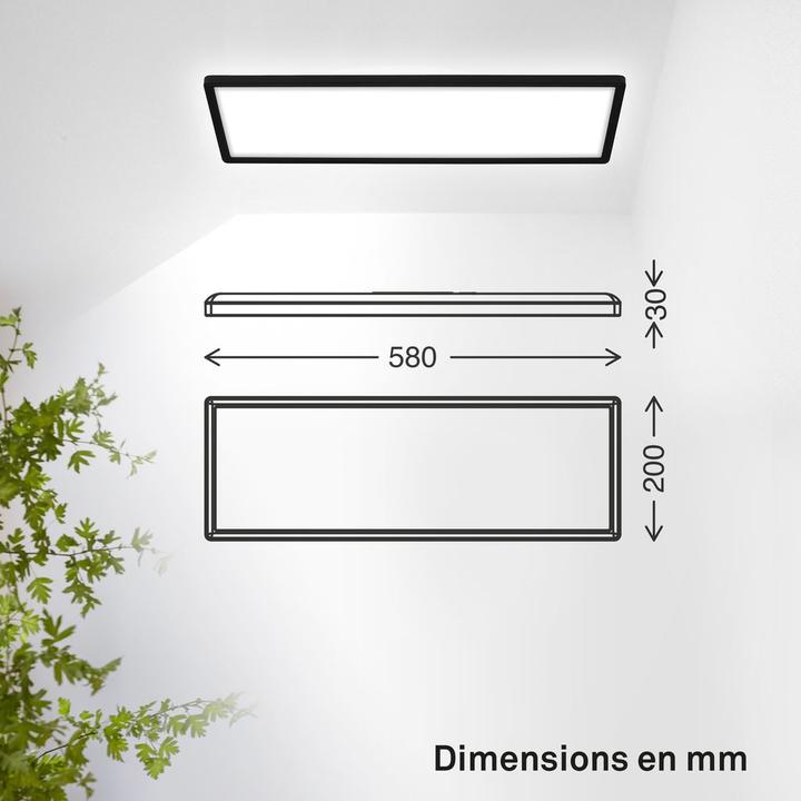 Actual product image B.K.Licht SHALLOW ultraflaches LED Panel, 4000K, IP44, schwarz, 580x200 (3000 lm)