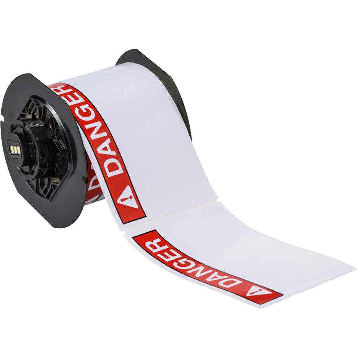 Brady, Etikettenrol, B30-25-595-ANSIDA, voorbedrukte vinyl etiketten, rood op wit, glanzend, 101,60 x 152,40 mm (15.24 cm)