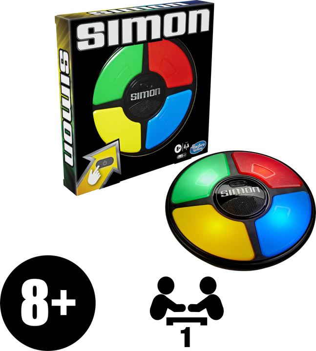 Immagine prodotto Hasbro Gaming Gioco di famiglia Simon (Ceco, Danese, Finlandese, Francese, Greco, Inglese, Italiano, Norvegese, Olandese, Polacco, Portoghese, Slovacco, Spagnolo, Svedese, Tedesco, Turco, Ungherese, 1 Giocatori)