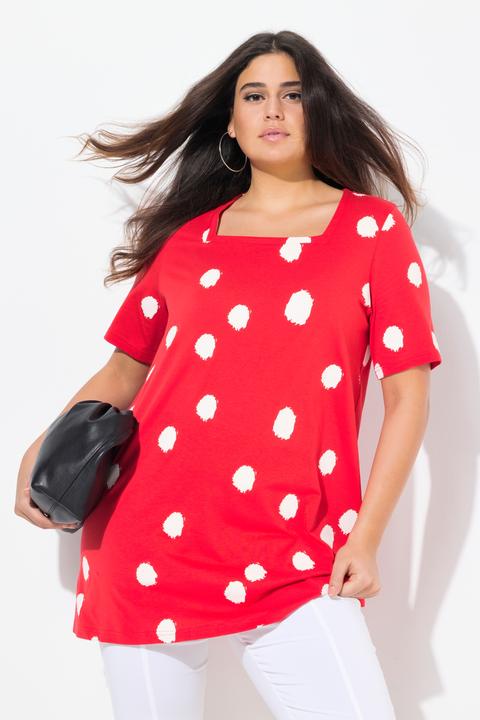 Immagine prodotto Ulla Popken Maglia dal taglio lungo e svasato con pallini, scollo rettangolare e mezze maniche (42, 44)