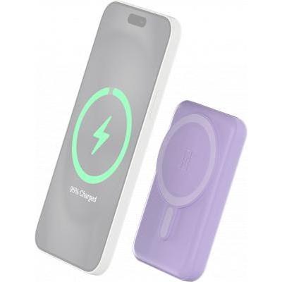 Bigben Powerbank Induktionsladegerät, MagSafe Kompatibel Violett (5000 mAh, 10 W), Powerbank, Violett