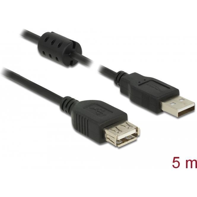 Delock USB A – USB A (5 m, USB 2.0), USB Kabel