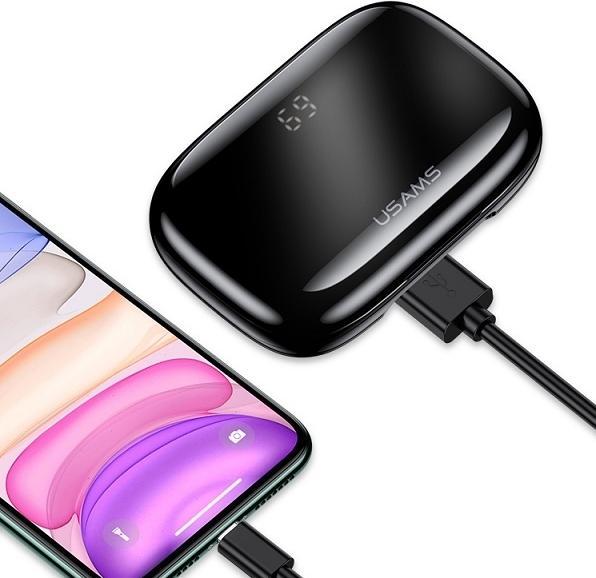 Actual product image Usams Słuchawki Bluetooth 5.0 TWS YJ series bezprzewodowe czarny/black BHUYJ01 (4.50 h, Wireless)