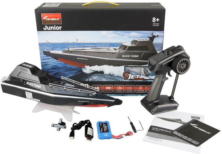 Actual product image Amewi Boat Black Turbo Military Boat