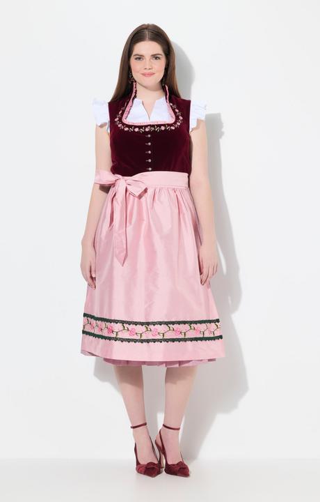 Produktbild Ulla Popken Samt-Dirndl, Stickerei, Carré-Ausschnitt, ärmellos (62)