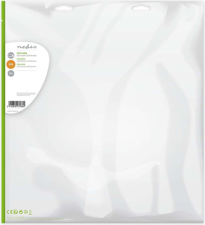 Produktbild Nedis VGA-Kabel - VGA Stecker - VGA Buchse - Vernickelt - Maximale Auflösung: 1280x800 - 20.0 m - ru (20 m, VGA)