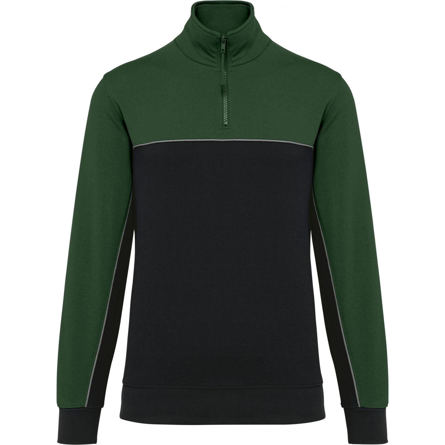 Kariban, Herren, Pullover, Sweatshirt umweltfreundlicher Reissverschlusskragen, Schwarz, Grün, (5XL)