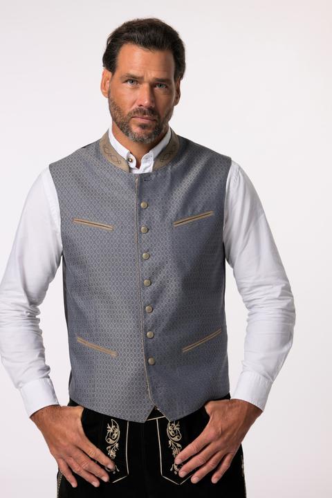 Actual product image JP1880 waistcoat, traditional costume, embroidered stand-up collar, lined back, up to size 72 (62)