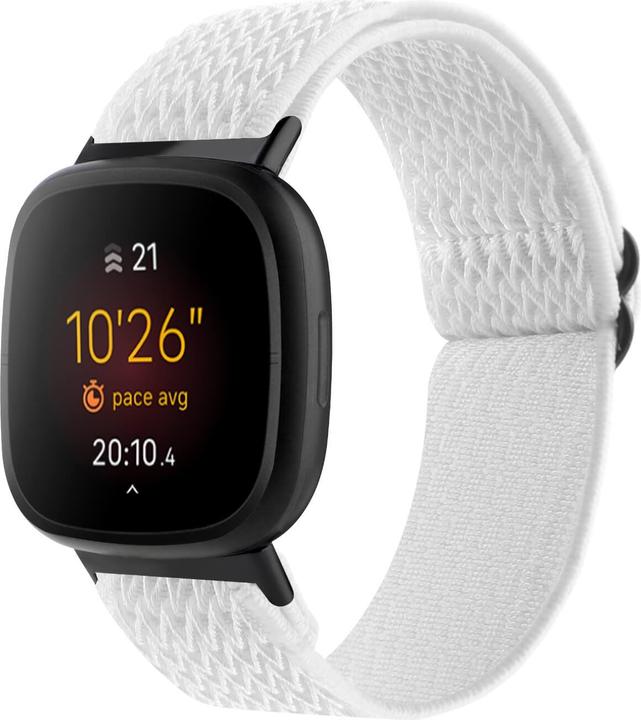 Cover-Discount Fitbit Versa 4 / Sense 2 - Nylon Replacement Bracelet white (Nylon, Versa 3, Sense)