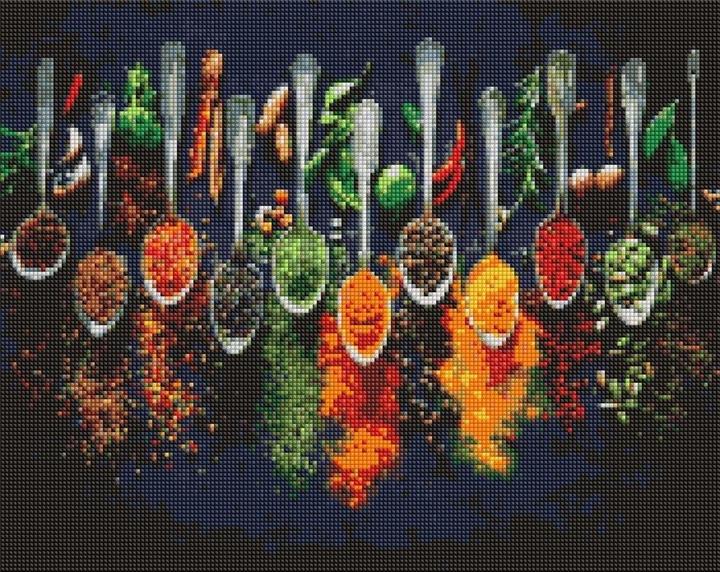 Productafbeelding Ideyka Diamond Painting - Kruiden van de wereld met lijst 40 x 50 cm