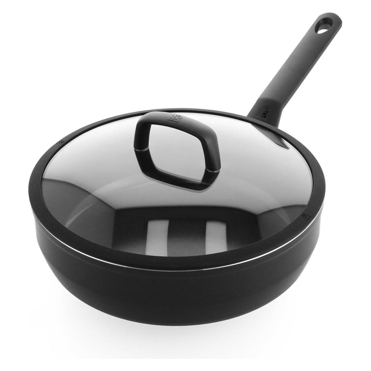 Bk Easy Inductie Keramische Hapjespan Met Deksel - 28cm/4.6L - Pfas-vrij, Pan + Steelpan, Grijs, Zwart