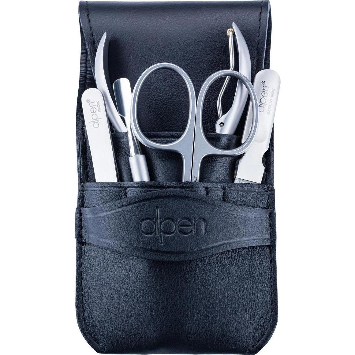 Alpen, Nagelpflegegerät, Maniküre-Set, 5-tlg, rostfrei, Hautschere, Nagelzange, Pinzette, Nagelschieber, Nagelfeile, s