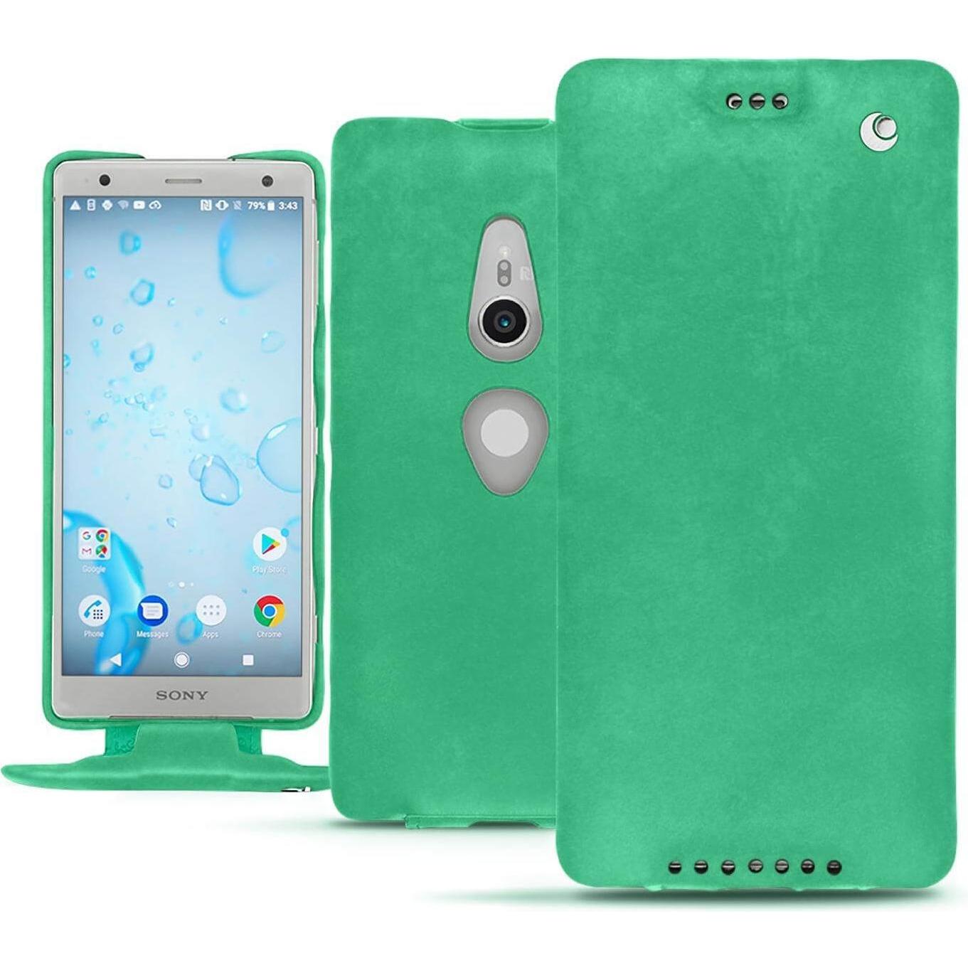 Thumbnail - Noreve Lederschutzhülle vertikal (Sony Xperia XZ2), Smartphone Hülle, Grün