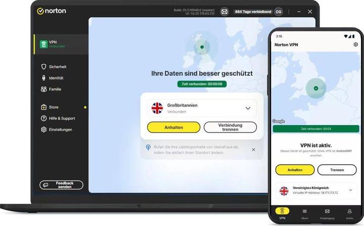 NortonLifeLock Symantec Norton VPN Plus ESD, Vollversion, 5 PC, 1Jahr, 10 GB (12 Monate)