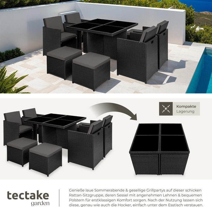 Produktbild tectake Aluminium Rattan Sitzgruppe Manhattan (100 cm)