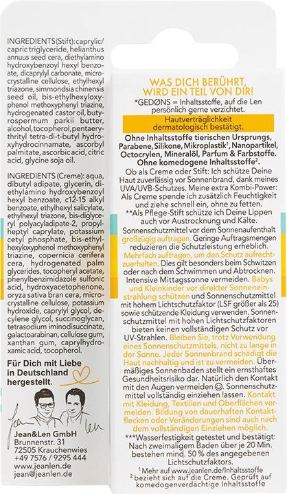 Actual product image Jean & Len Jean&Len Sonnen.Stift LSF50+ 20ml (Suntan cream, SPF 50+, 20 ml, 3 g)