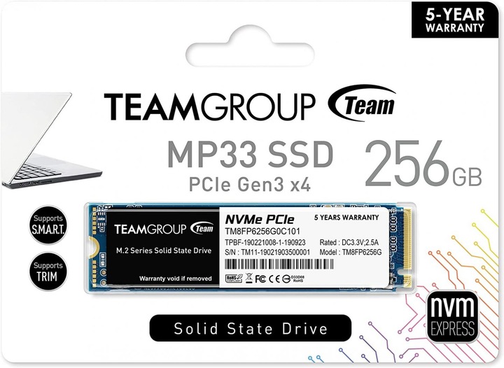 Actual product image Team Group MP33 (256 GB, M.2 2280)