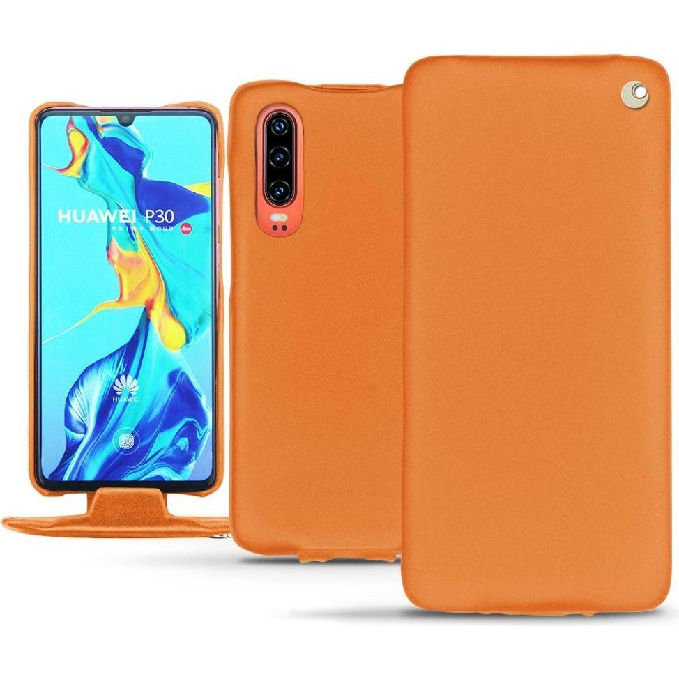 Noreve Lederschutzhülle vertikal (Huawei P30), Smartphone Hülle, Orange