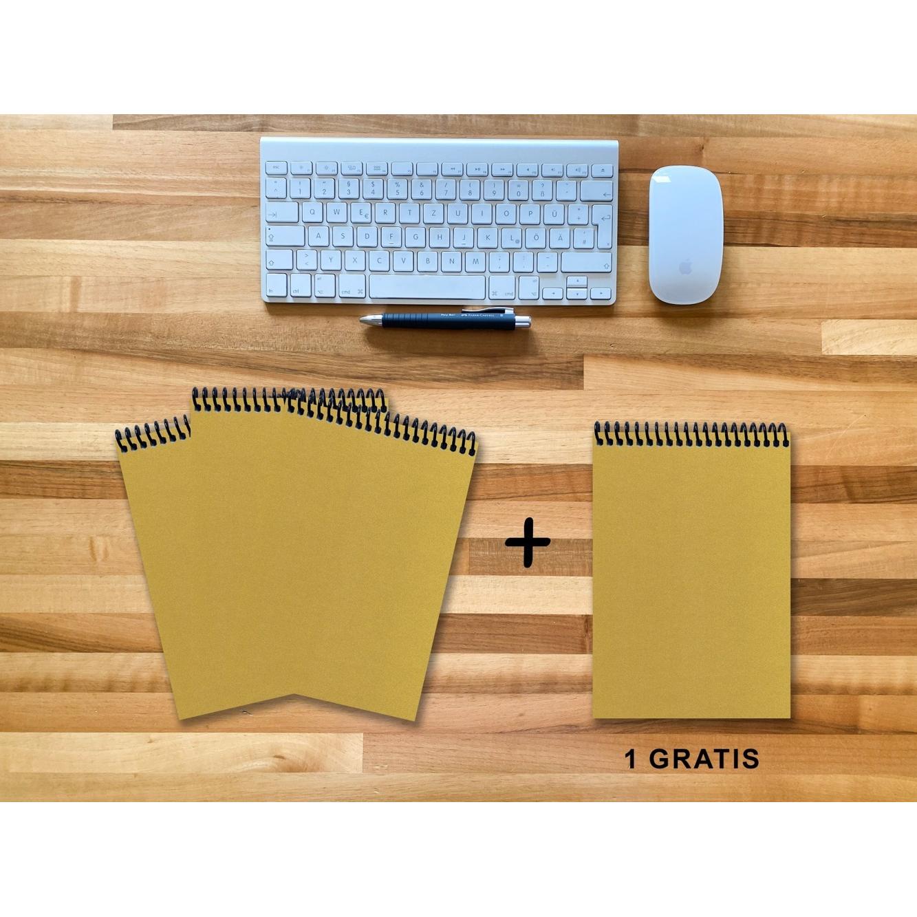 E & Z, Heft + Block, A 5 Notizblock - Set, 3+1 gratis, Luxury 80 Seiten GOLD GMUND SHIMMER, punktiert 5x5mm (A5, Spezial...