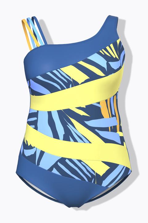 Actual product image Ulla Popken Color Block Split Strap Swimsuit (46)