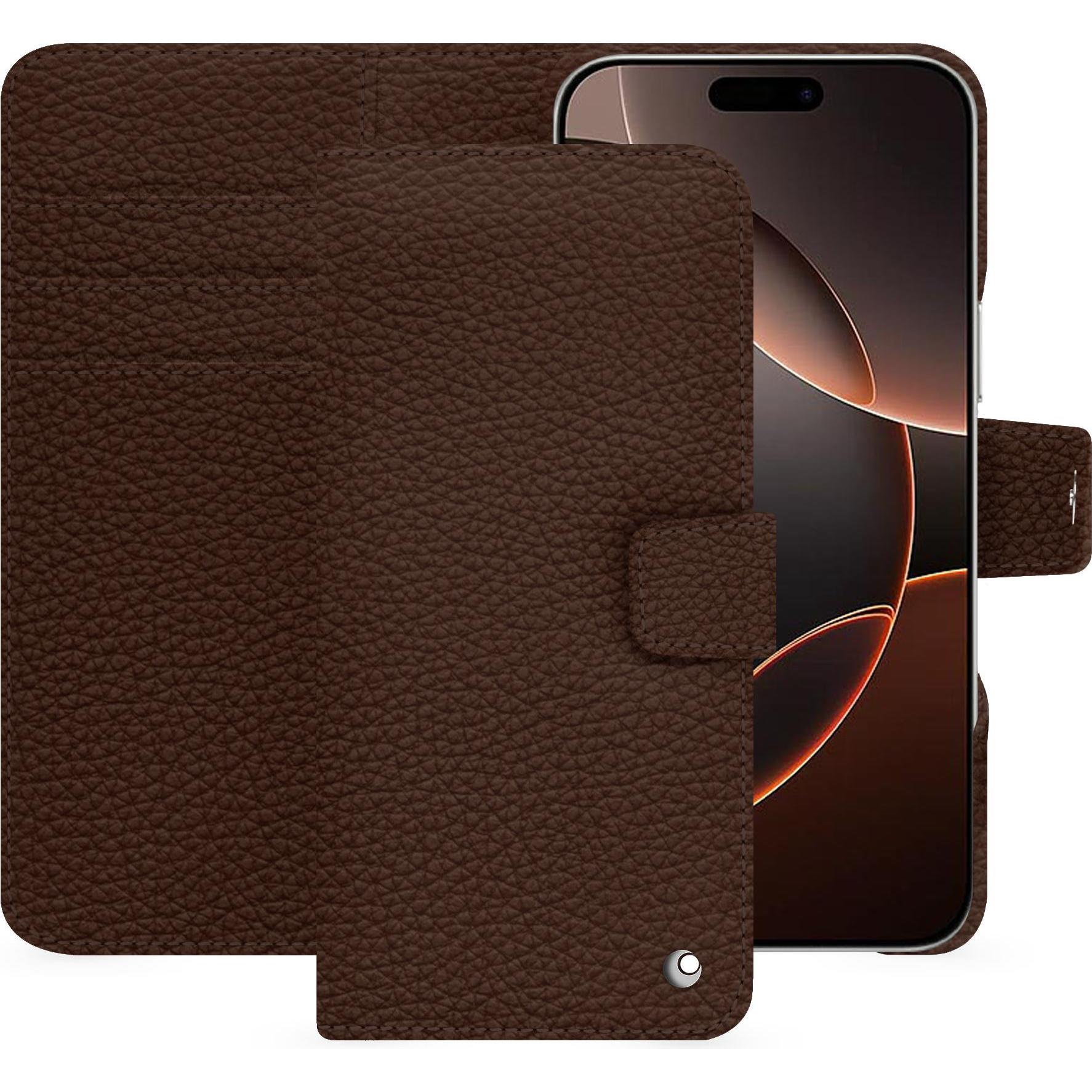 Noreve Lederschutzhülle Apple iPhone 16 Pro (Apple iPhone 16 Pro), Smartphone Hülle, Braun