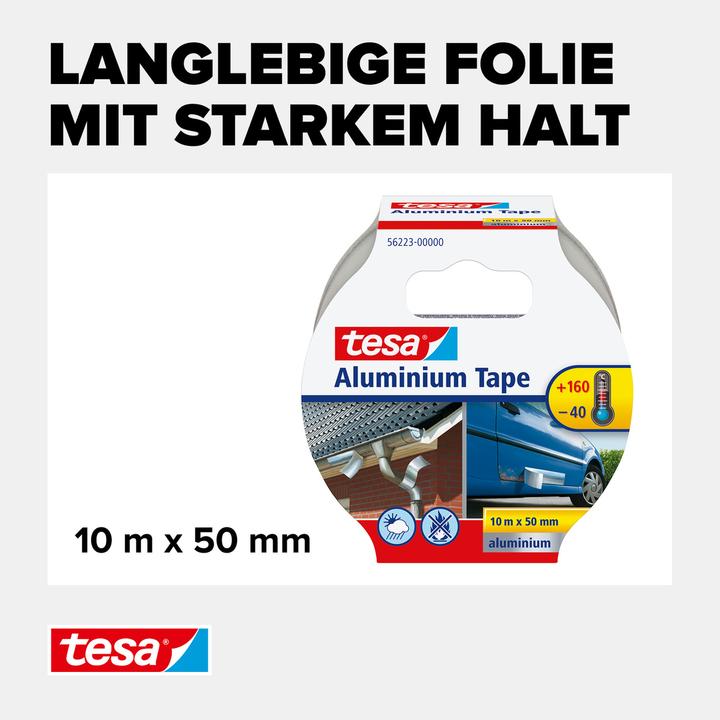 Produktbild tesa Aluminiumband, selbstklebend, für Reparaturen von metallischen Oberflächen (50 mm)