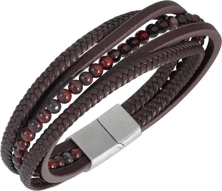 Image du produit Bijouteria Bracelet (21 cm, Cuir, Acier inoxydable, Jaspe)