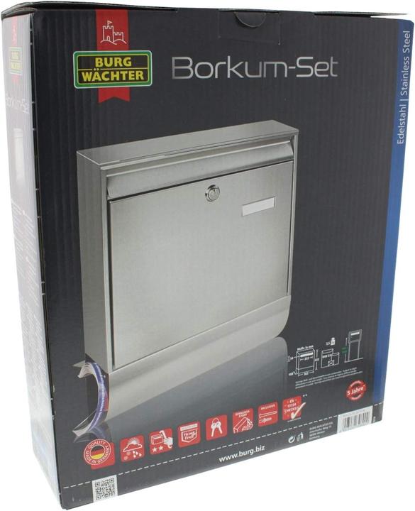 Actual product image Burg Wächter Letter box set stainless steel WxHxD 362/422/100 mm Borkum 38770 NI with flap newspaper box Ö