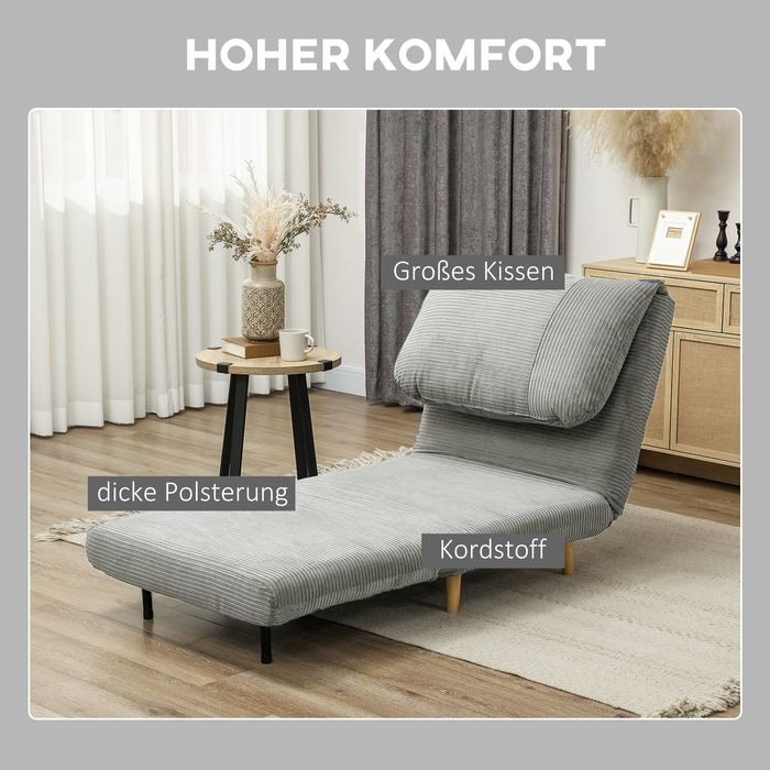 Produktbild Swisshandel24 2-in-1 Schlafsofa Schlafsessel Klappmatratze Gästebett Klappbett Grau