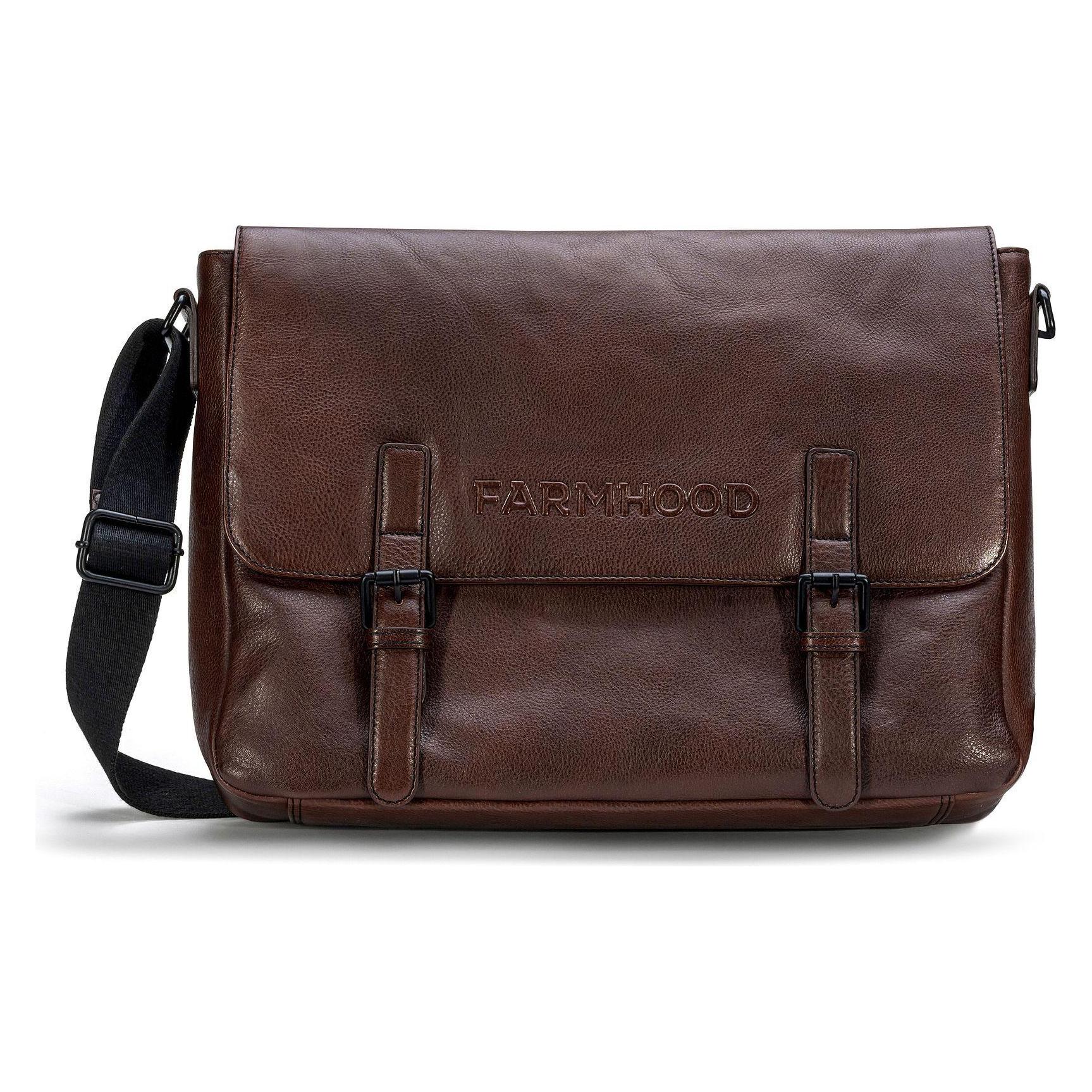 Farmhood Memphis Aktentaschen Messenger Leder 38 Cm Laptopfach (16"), Notebooktasche, Braun