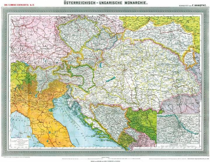 Actual product image Hist. map: AUSTRIAN-HUNGARIAN MONARCHY - around 1908 (rolled)