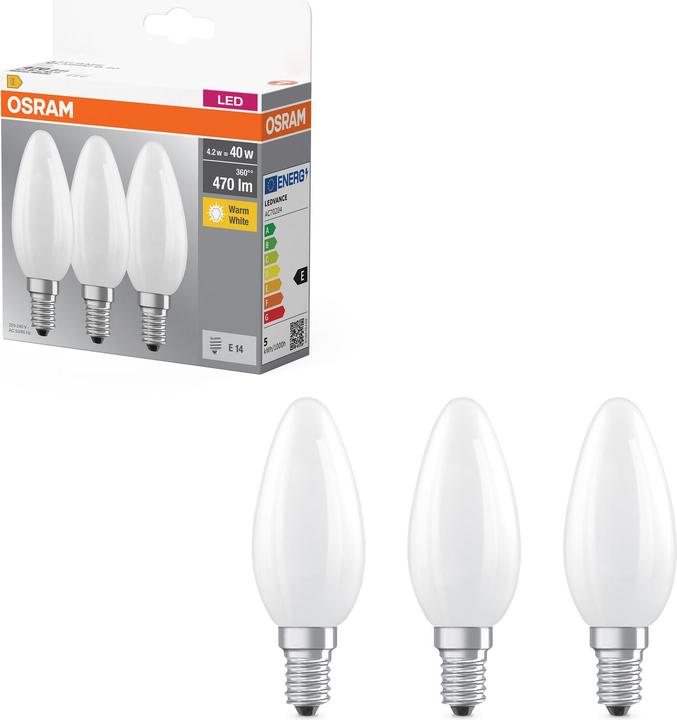 Actual product image Osram Base Classic (E14, 4 W, 470 lm, 3 x, E)