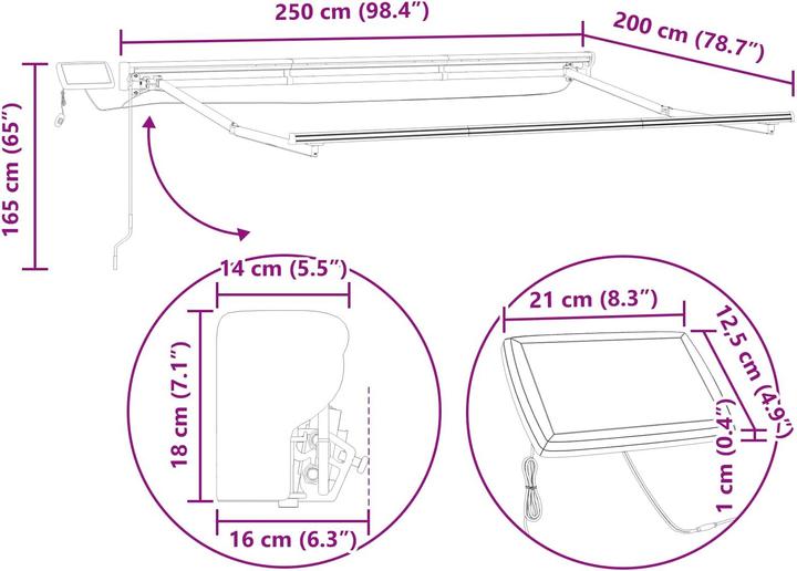 Produktbild vidaXL Einziehbare Markise (2.50 m)