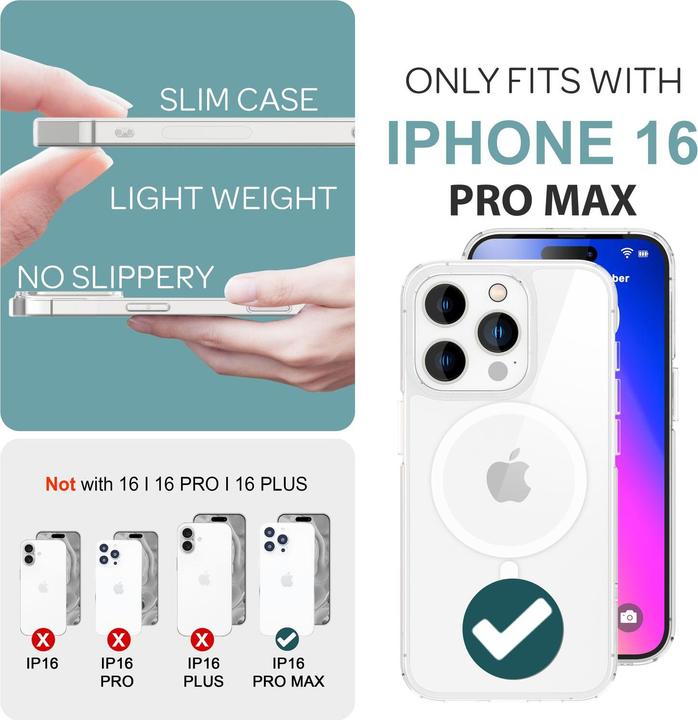 Produktbild Nalia Klare Harte Hülle mit MagSafe (Apple iPhone 16 Pro Max)