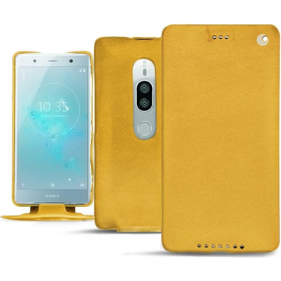 Noreve Lederschutzhülle vertikal (Sony Xperia XZ2 Premium), Smartphone Hülle, Orange