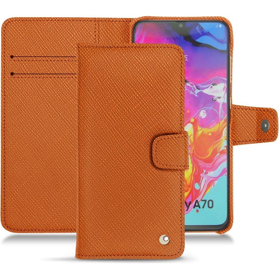 Noreve Lederschutzhülle (Samsung Galaxy A70), Smartphone Hülle, Orange