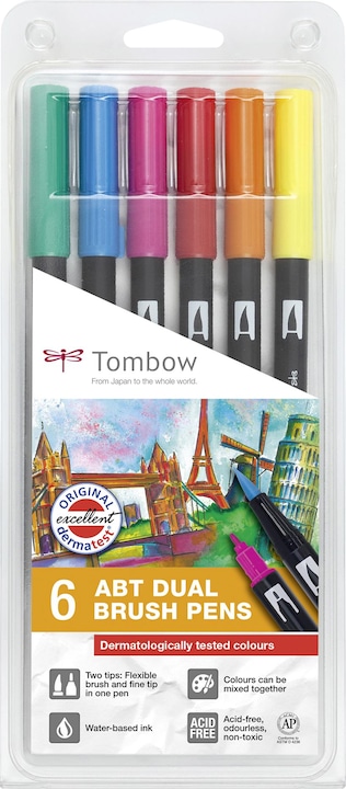Produktbild Tombow ABT Dual Brush Pen (buntkombi, 6 x)