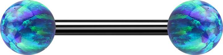 Immagine prodotto Star Piercing Barbell nero con due palline blu opale (senza ottone, Acciaio chirurgico 316L)