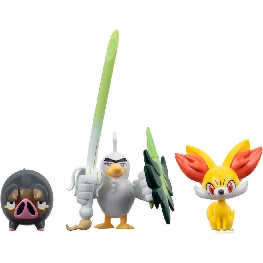 Jazwares Pokémon Battle Figure Set Figuren 3er-Pack Fynx, Ferkuli, Lauchzelot 5 cm