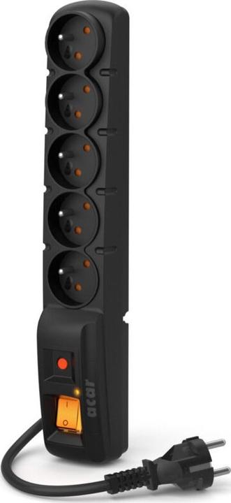 Actual product image Acar F5 Power Strip 5 Outlets 1.5m Black Straight Plug (W0104) (5x, CEE 7/5, 1.50 m)